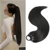 DMNQ Coda Finta 60 cm Coda Capelli Extension 1 pezzo di Extension Coda Capelli, Code Finte Per Capelli Coda Extension Capelli Veri, Coda Extension sintetici, Coda Di Cavallo Extension (nero)