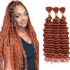 Tuheerst Deep Wave Bulk hair for Braiding #350 Orange capelli umani 3 Bundles/Pack No Weft Premium Braiding Hair Extensions for Boho Braids With Minimal Tangle 14 14 14 Pollici