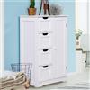 kleankin Armadio in legno Kleankin per mobili da bagno o da ingresso organizzatore moderno in legno 1 ante e 4 cassetti bianco -