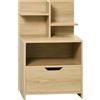 Homcom Comodino con cassetto e ripiani portaoggetti 45X35X73Cm Naturale - Natural