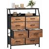 YITAHOME Cassettiera in tessuto a 8 cassetti: struttura in acciaio e contenitore superiore in legno per camera da letto, soggiorno, cameretta, armadio - COFFEE