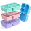ZHUIYIWIN Lunch Box (confezione da 3), riutilizzabili, con 3 scomparti, per bambini e adulti, contenitori per alimenti divisi, per scuola, lavoro, viaggi (Multicolore4, A)