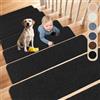 Cnwinu 15 tappetini per gradini, autoadesivi, antiscivolo, per interni, 60 x 20 cm, per bambini, anziani e animali domestici (nero)
