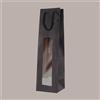 LUCGEL SRL 10 Pz Shopper Busta in Carta per Bottiglie Magnum Black Edition con Finestra 13+11,4x44 cm