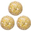 QUARKZMAN 3 Pz Palle Decorative in Vetro 6 cm Sfere Centrotavola in Vetro a Mosaico per Decorare Ciotole Vasi Tavolo da Pranzo Festa, tonalità Oro