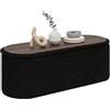 PINPLUS Panca Contenitore con Coperchio Imbottito, Ovale e Pieghevole, in Tessuto Boucle, come Poggiapiedi per Soggiorno e Camera, 110x38x38 cm, Nero