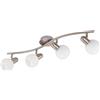 Eglo Leuchten my light Spot 4 luci Comba moderno in acciaio satinato e vetro bianco sferico orientabile 4XE14 97712/20