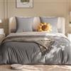 TIMORWTF Parure da letto 4 pezzi per letto 160 x 200 cm, contiene lenzuolo 160 x 200 x 30 cm e copripiumino 155 x 220 cm, federa 80 x 80 x 2, grigio scuro+grigio chiaro