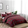 INTRECCI Set di Elegante Copripiumino in Cotone Sacco + Federa/Federe, Parure Sacco Piumone Biancheria Letto più Misure (Set Singolo Sacco + 1 Federa, Tartan Scozzese)
