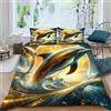 HOGDISAJD delfini Copripiumino luna Effetto 3D, Morbida Microfibra Biancheria Da Letto Con Cerniera E 2 Federe Ragazzi E Ragazze Double(200x200cm)