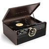 Victrola The Empire Giradischi e Centro Multimediale 6-in-1 in Stile Mid-Century - 3 Velocità, Bluetooth, Radio, Lettore CD e Cassette, Altoparlanti Integrati, Uscita RCA, Jack Cuffie (Espresso)