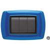 FEB Placca Life 3 Posti Blu Con Adattatore FEB 2983/BL - Design Elegante e Facile Installazione