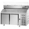 BANCO PIZZA REFRIGERATO 2 PORTE CON PIANO IN GRANITO E VETRINA REFRIGERATA - Dimensioni 160x80 cm