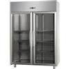 ARMADIO REFRIGERATO GN 2/1 MONOBLOCCO IN ACCIAIO INOX CON 2 PORTE IN VETRO E 1 LUCE NEON INTERNA - Temperatura 0 / 10 C
