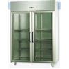 ARMADIO FRIGO CONGELATORE INOX GN 2/1 CON 2 PORTE IN VETRO E 1 LUCE NEON INTERNA