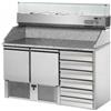 SALADETTE 2 PORTE, 6 CASSETTI, PIANO IN GRANITO E VETRINA REFRIGERATA
