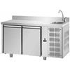 TAVOLO REFRIGERATO GN 1/1 A TEMPERATURA NORMALE CON 2 PORTE, PIANO, LAVELLO E ALZATINA
