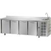 TAVOLO REFRIGERATO GN 1/1 A TEMPERATURA NORMALE CON 4 PORTE, PIANO, LAVELLO E ALZATINA