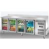 BANCO REFRIGERATO A QUATTRO PORTE IN VETRO CON ALZATINA - TEMPERATURA -2/+8 °C - L.223 x P.70 x H.95 cm