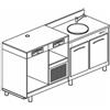 BANCO REFRIGERATO CON 2 VANI, PIANO MACCHINA CAFFÈ E LAVELLO - L.200 cm