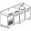 BANCO REFRIGERATO CON 3 VANI, PIANO MACCHINA CAFFÈ E LAVELLO - L.200 cm