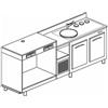BANCO REFRIGERATO CON 2 VANI, PIANO MACCHINA CAFFÈ E LAVELLO - L.250 cm