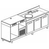 BANCO REFRIGERATO CON 3 VANI, PIANO MACCHINA CAFFÈ E LAVELLO - L.250 cm