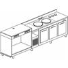 BANCO REFRIGERATO CON 3 VANI, PIANO MACCHINA CAFFÈ E LAVELLO - L.300 cm