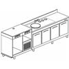 BANCO REFRIGERATO CON 4 VANI, PIANO MACCHINA CAFFÈ E LAVELLO - L.300 cm