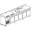 BANCO REFRIGERATO CON 5 VANI, PIANO MACCHINA CAFFÈ E LAVELLO - L.300 cm