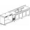 BANCO REFRIGERATO CON 4 VANI, PIANO MACCHINA CAFFÈ E LAVELLO - L.350 cm