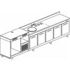 BANCO REFRIGERATO CON 5 VANI, PIANO MACCHINA CAFFÈ E LAVELLO - L.350 cm