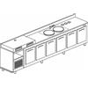 BANCO REFRIGERATO CON 6 VANI, PIANO MACCHINA CAFFÈ E LAVELLO - L.350 cm