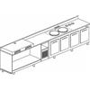 BANCO REFRIGERATO CON 4 VANI, PIANO MACCHINA CAFFÈ E LAVELLO - L.400 cm