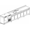 BANCO REFRIGERATO CON 6 VANI, PIANO MACCHINA CAFFÈ E LAVELLO - L.400 cm