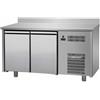 TAVOLO REFRIGERATO IN ACCIAIO INOX CON 2 PORTE CON ALZATINA - P.60 cm