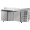 TAVOLO REFRIGERATO IN ACCIAIO INOX CON 3 PORTE E ALZATINA PER TEGLIE 60x40 cm- P.80 cm