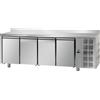 TAVOLO REFRIGERATO IN ACCIAIO INOX CON 4 PORTE E ALZATINA PER TEGLIE 60x40 cm- P.80 cm