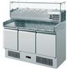 SALADETTE 3 PORTE IN ACCIAIO INOX CON PIANO IN GRANITO E VETRINA REFRIGERATA INGREDIENTI