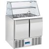 Saladette a 2 porte con vetro curvo e mensola intermedia - L.90 x P.70 x H.129,5 cm