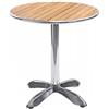 TAVOLO rotondo base in alluminio, ripiano in legno. Mod. 106