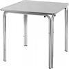 TAVOLO quadrato struttura in alluminio, piano in acciaio inox. Mod. 097