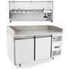 Banco pizza refrigerato 2 porte piano in granito classe A con vetrina ingredienti | 151 x 80 x 150,5 H cm