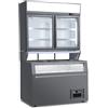 Isola panoramica refrigerata con congelatore a pozzetto e pensile freezer | 145,5 x 85 x 210 H cm