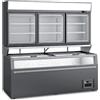 Isola panoramica refrigerata con congelatore a pozzetto e pensile freezer | 210,5 x 85 x 210 H cm