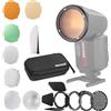 NEEWER CRM2 Kit Accessori Magnetici per Flash a Testa Rotonda, Set di Diffusore Modificatore di Luce Speedlite Compatibile con Godox V1 e V100, NEEWER Z3R-C/N/S, Z2-C/N/S/F, Z2Pro-C/N/S/F, Q120, Q200