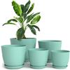 Utopia Home Vasi per piante da interni con drenaggio, 17,2 cm, 17,7 cm, 15,3 cm, 12,2 cm, 5 fioriere in plastica, ideali per riempire la calza o decorazioni natalizie per la casa, azzurro acqua
