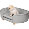PawHut Divano Pawhut per cani di piccola taglia, letto rialzato per cani con gambe in legno, cuscino rimovibile e fodera lavabile, carico 10 kg, 86X55X33 cm - Grigio