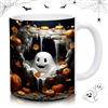 Pellinch Tazza Halloween, 350 ML Tazzas Fantasma, Mug di Caffè in Ceramica, Tazzas fantasma halloween, Tazza autunnale per Adulti Bambini, TazzeHalloween per Bevande Fredde e Calde, Latte, Caffè