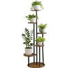 Relaxdays Scaffale Portapiante a 5 Ripiani, Ferro e MDF, Scala Porta Vasi di Piante e Fiori, 118,5x58x58 cm, Industrial